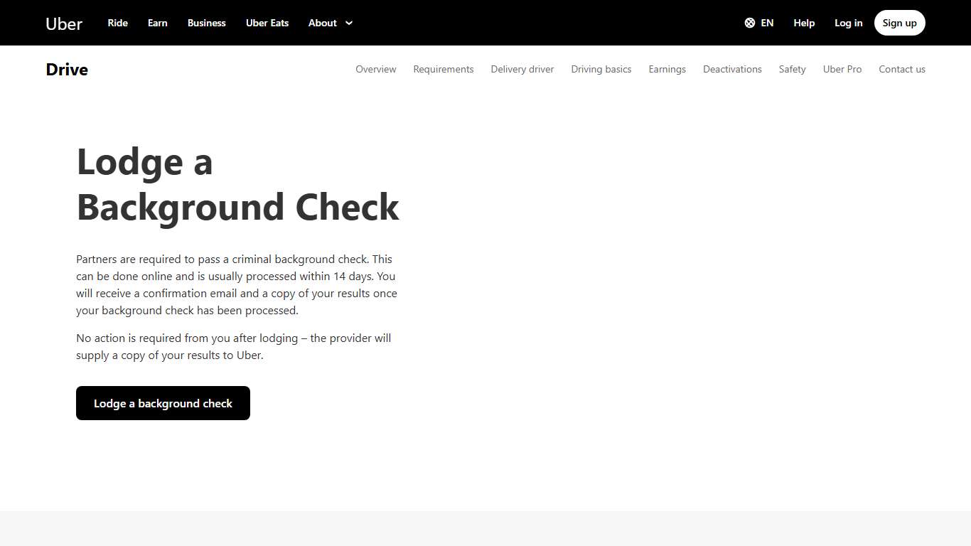 Lodge a background check Uber